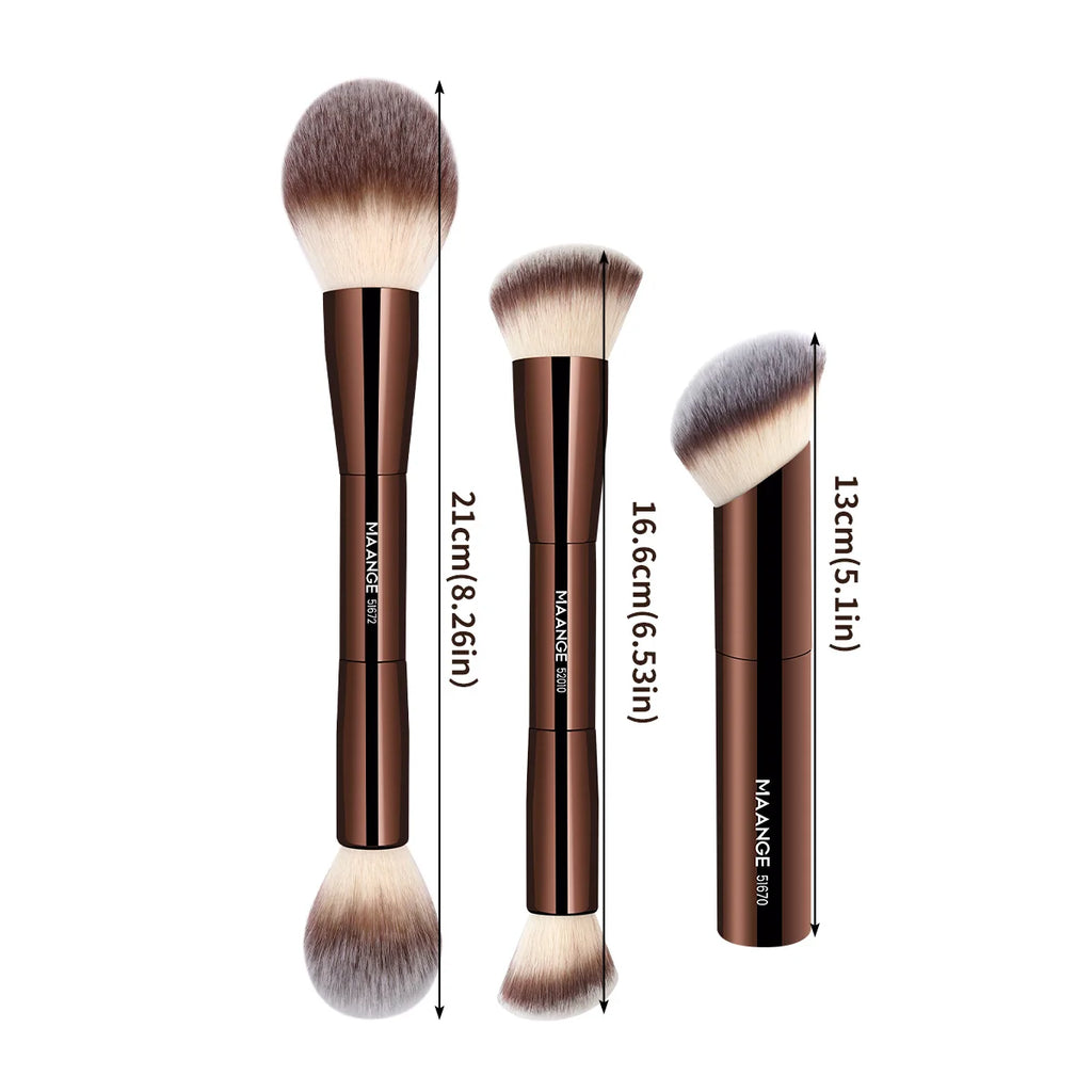 MAANGE Facial Makeup Brushes Set Double Head Powder Blush Foundation Brushes Skin-friendly Brush Soft Fiber Hair Cosmetic Beauty