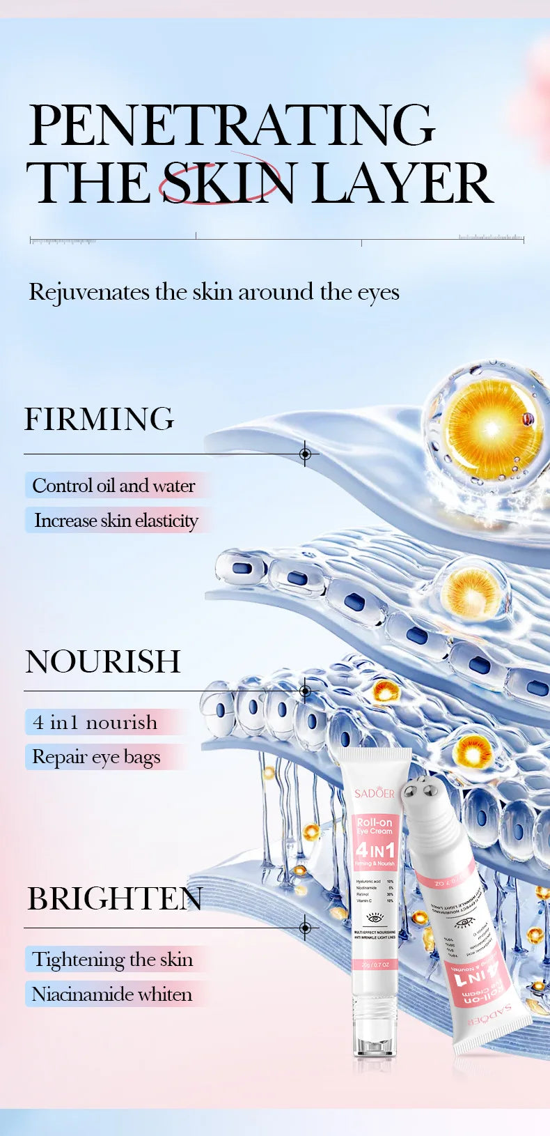 Eye Bag Removal Cream Collagen Anti-Wrinkle Fade Fine Lines Firming Skin Anti Dark Circle Puffiness Brighten Eye Care