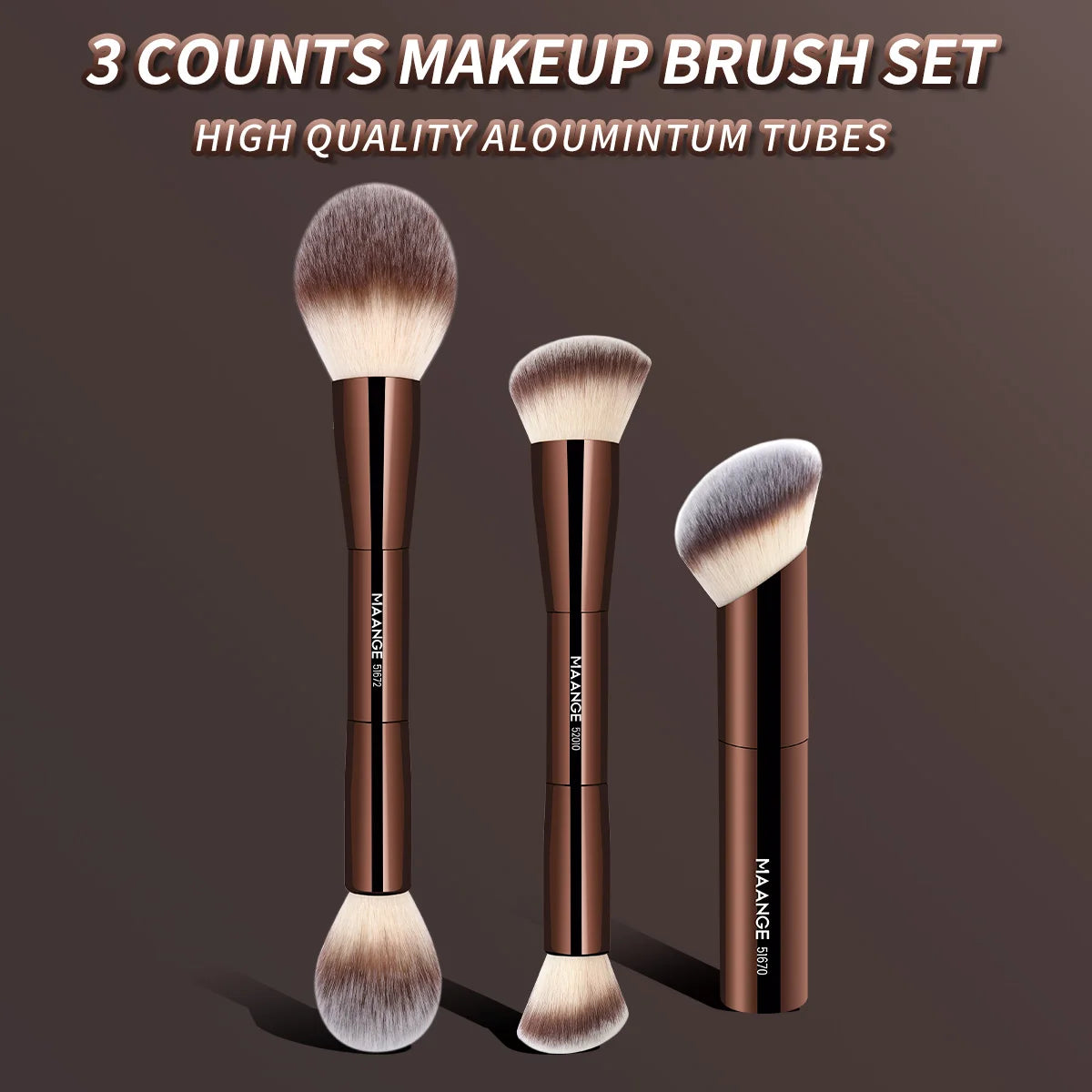 MAANGE Facial Makeup Brushes Set Double Head Powder Blush Foundation Brushes Skin-friendly Brush Soft Fiber Hair Cosmetic Beauty