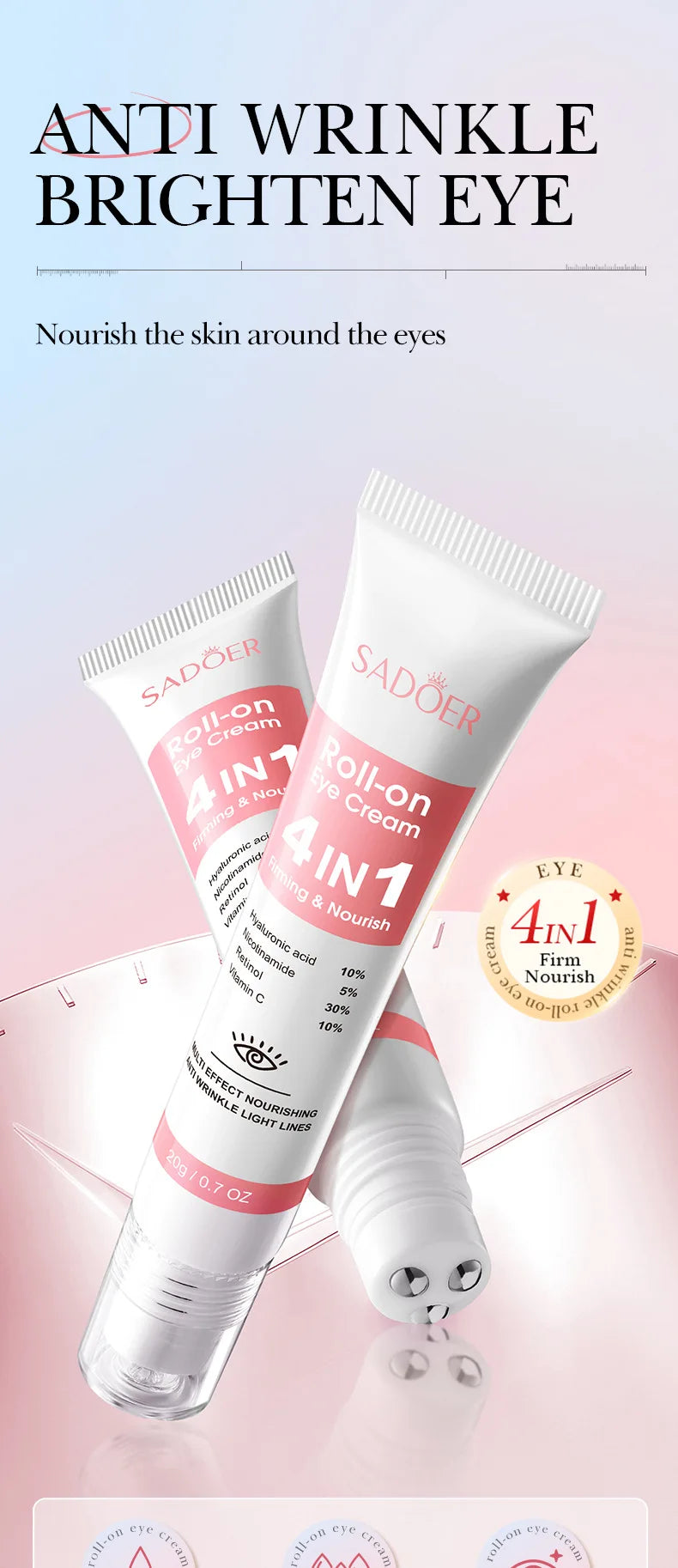 Eye Bag Removal Cream Collagen Anti-Wrinkle Fade Fine Lines Firming Skin Anti Dark Circle Puffiness Brighten Eye Care