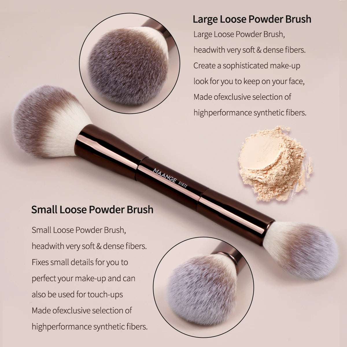 MAANGE Facial Makeup Brushes Set Double Head Powder Blush Foundation Brushes Skin-friendly Brush Soft Fiber Hair Cosmetic Beauty