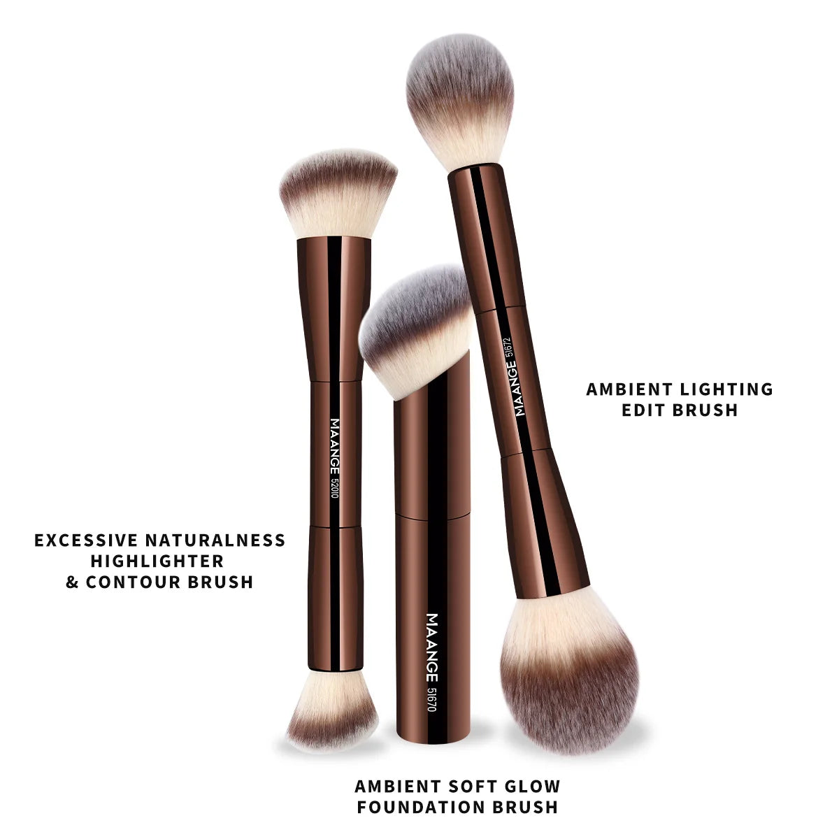 MAANGE Facial Makeup Brushes Set Double Head Powder Blush Foundation Brushes Skin-friendly Brush Soft Fiber Hair Cosmetic Beauty