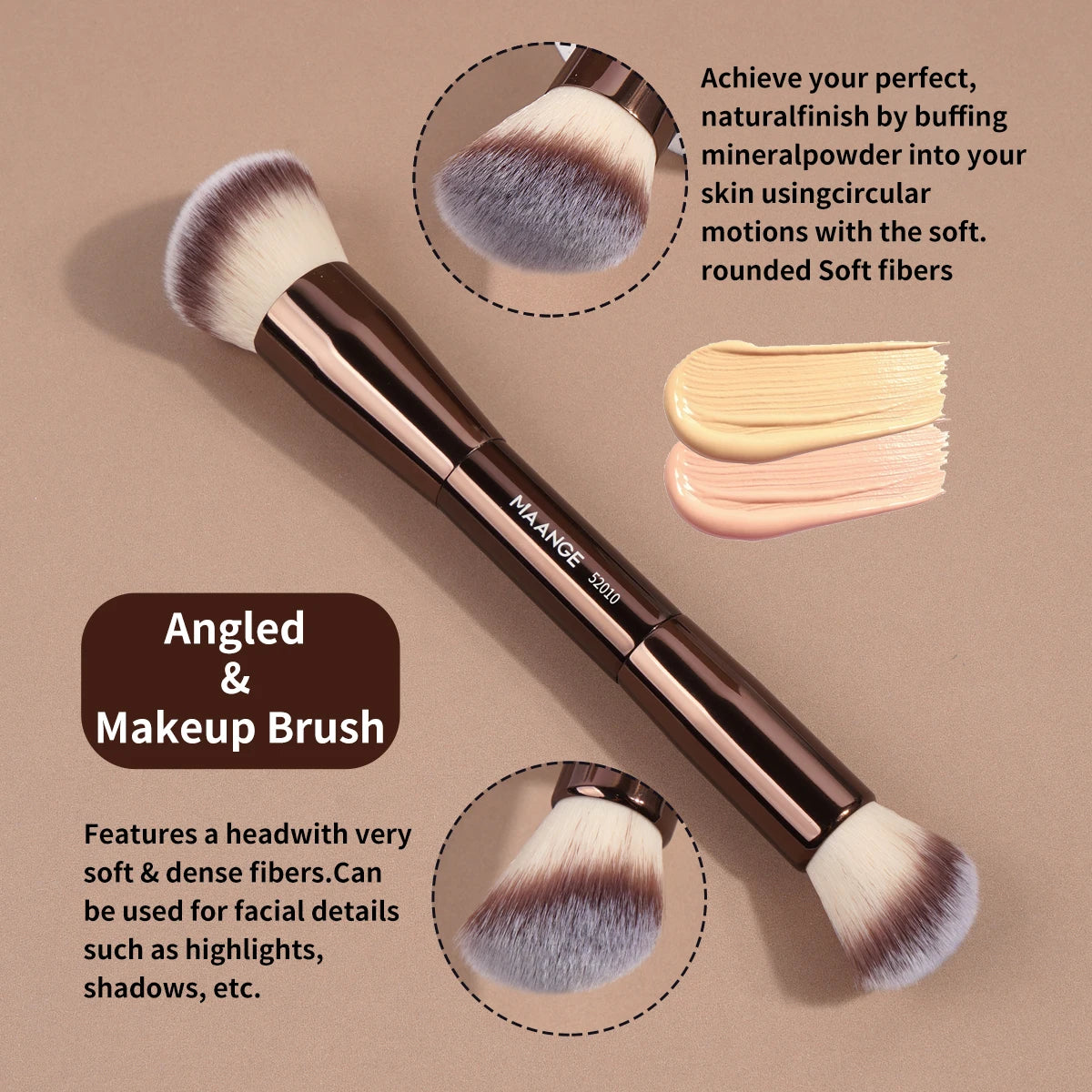 MAANGE Facial Makeup Brushes Set Double Head Powder Blush Foundation Brushes Skin-friendly Brush Soft Fiber Hair Cosmetic Beauty