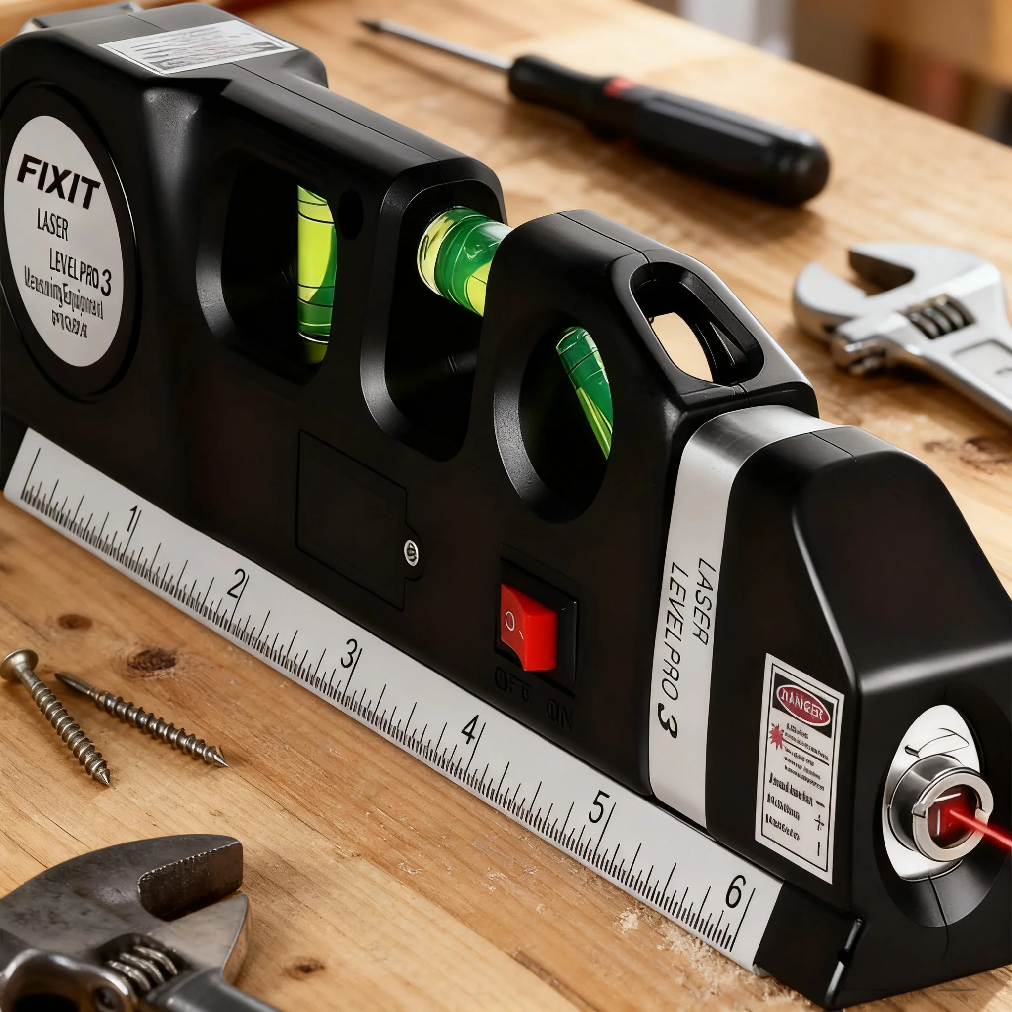 Easy to Use Laser Level Line Tool Multipurpose Laser Level Kit Standard Cross Line Lase 8 Feet Measure Tape Ruler