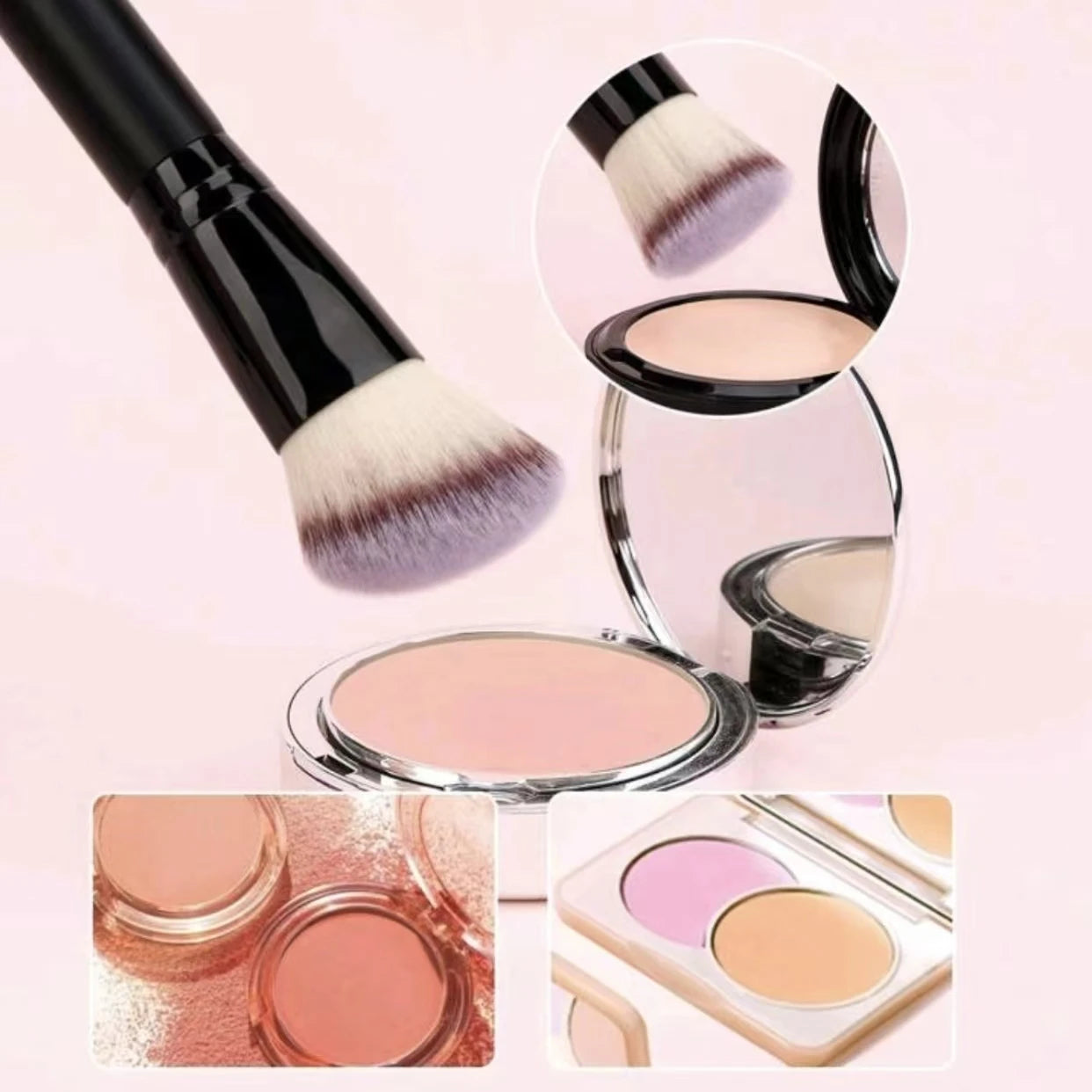 Facial Makeup Brush, a Portable Double-Headed Multi-Functional Makeup Brush, Foundation Brush, Contour Brush, Loose Powder Brush, Blush Brush, All-In-One Makeup Brush Suitable for Men and Women