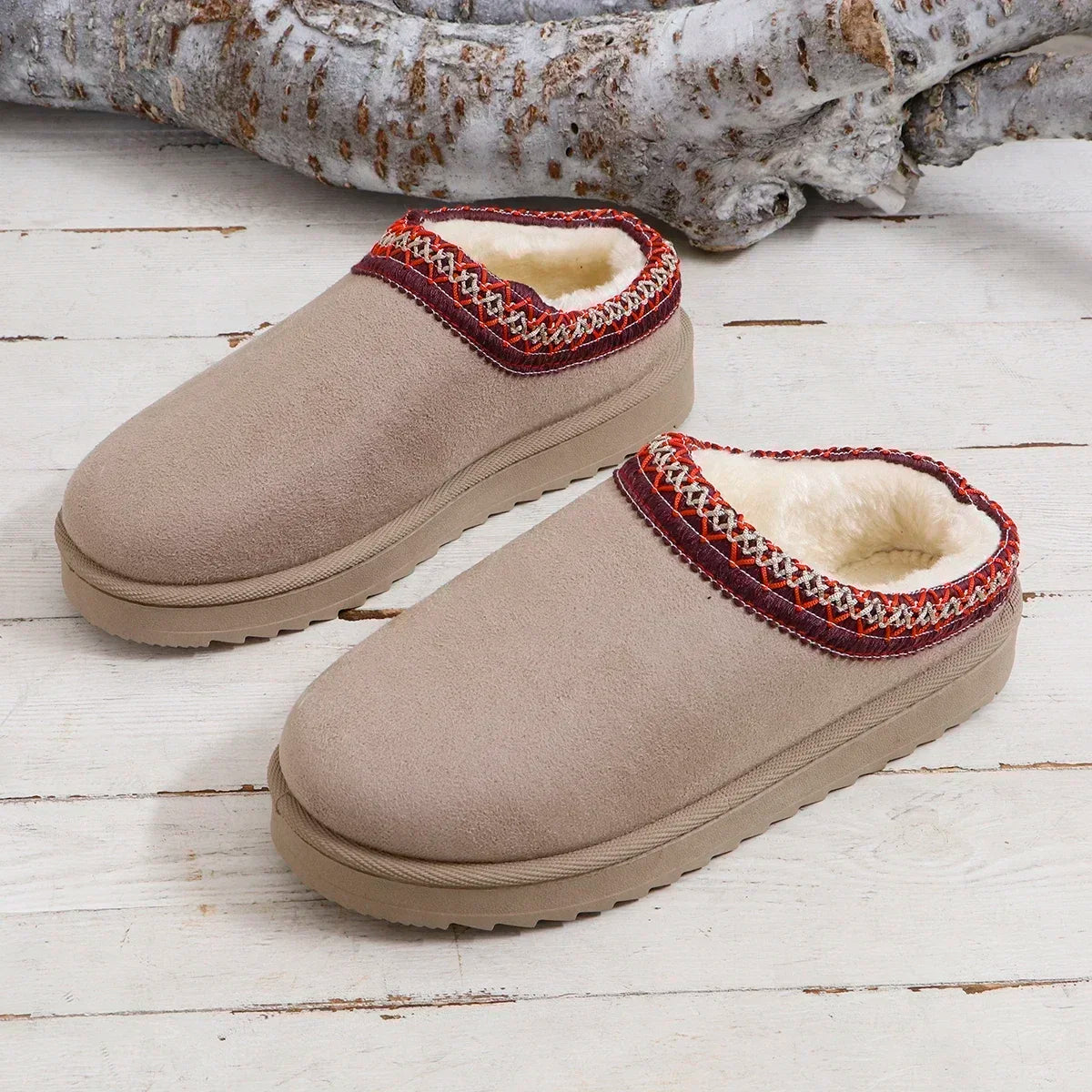 Winter 2024 New Cashmere Warm Thick Sole Heelless Covered Half Mop Cashmere Warm Uggs