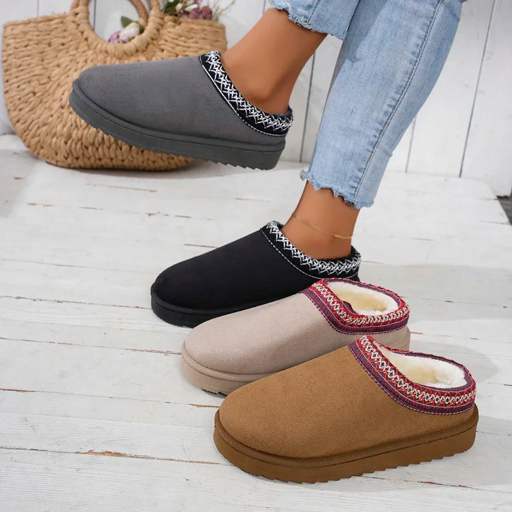 Winter 2024 New Cashmere Warm Thick Sole Heelless Covered Half Mop Cashmere Warm Uggs