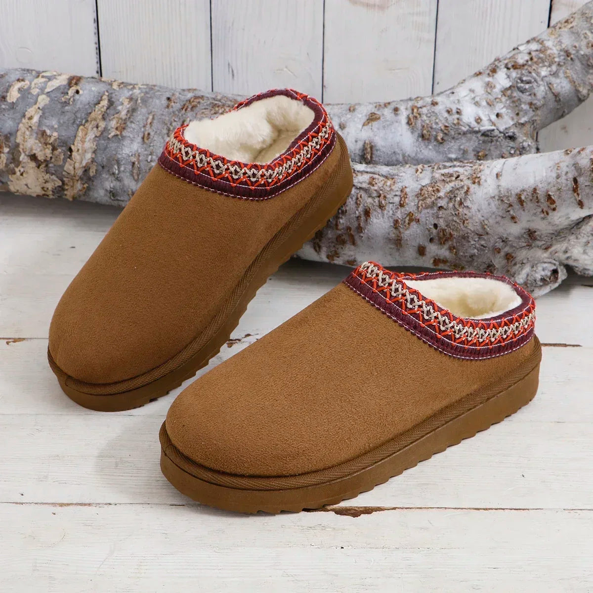 Winter 2024 New Cashmere Warm Thick Sole Heelless Covered Half Mop Cashmere Warm Uggs